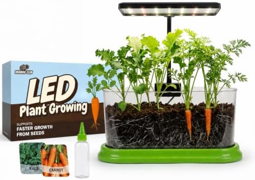 Kids Gardening Kit with LED Grow Light & Root Viewer - Kids Plant Growing Kit - Indoor Mini Garden Set - Vegetable & Herb Garden - Nature Craft for Kids - STEM Science Experiment - Grow Your Own Plant by BrainiacClub