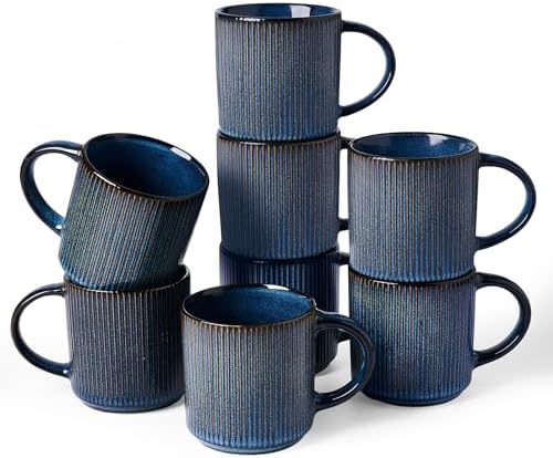 famiware Coffee Mug Set of 8, Star 12 oz Ceramic Mugs Cups Set with Handle by Famiware