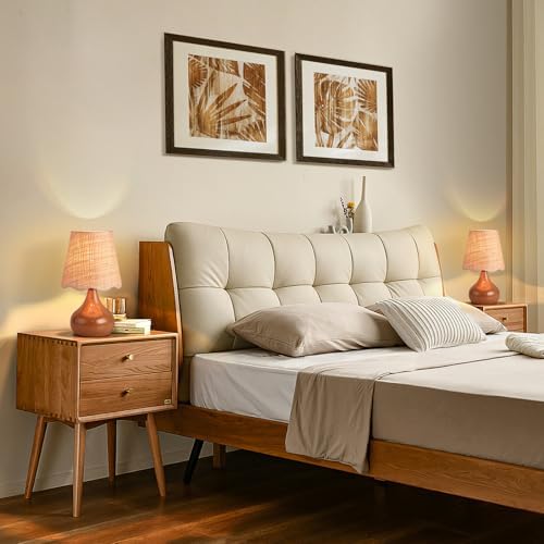 Ziqqeelam Brown Small Bedside Table Lamp for Bedroom, Farmhouse Bedroom Lamps for Nightstand, Rattan Lamp Shade Table Lamps for Small Spaces for Kitchen Counter, Home Office, Living Room, Kids Dorm - Image 7