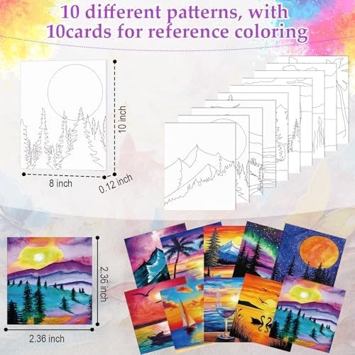 Ctosree 72 Pcs Colorful Sky Paint and Sip Kit for Adults 8'' x 10'' Pre Drawn Canvas for Painting DIY Pre Printed Canvas for Party Favor Afro Acrylic Painting Kit Wood Easel Brushes Date Night Bulk - Image 3