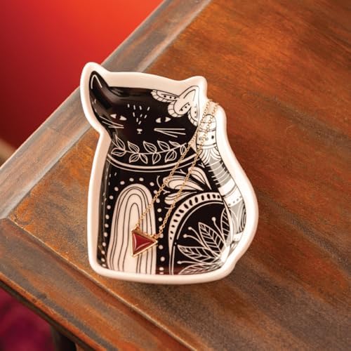 Karma, Boho Trinket Tray, Black and White Ring Bowl, Decorative Ceramic Trinket Dish, Jewelry Dish Tray for Rings, Celestial - Image 3
