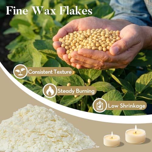Crenovo Organic Soy Wax for Candle Making, Paraffin-Free, 2LB with 50 Wicks - Image 3