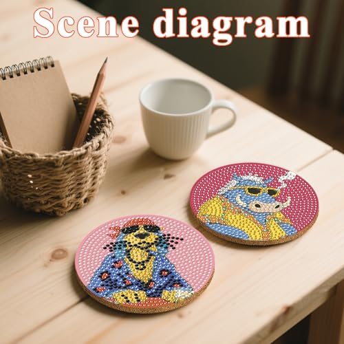 DOTSOPS 6 Pack Cat Diamond Painting Coasters Kits with Holder for Beginners - Image 6