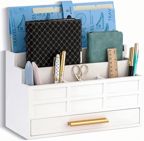 Desk Organizer with Drawer, Countertop Bill Mail Organizer and File Storage by dreampossible