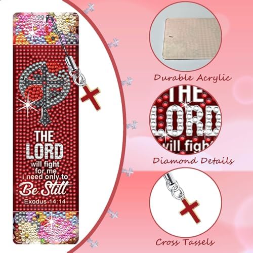 8PCS Diamond Painting Art Bookmarks,Cute Acrylic Bookmarks Crafts Kits Gifts with Pendants for Adult Women Book Lovers (bible2) - Image 3