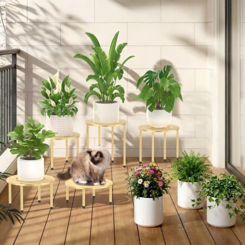 iDavosic.ly 5-Pack Metal Plant Stands for Indoor Outdoor, 10'' Small Gold - Image 7
