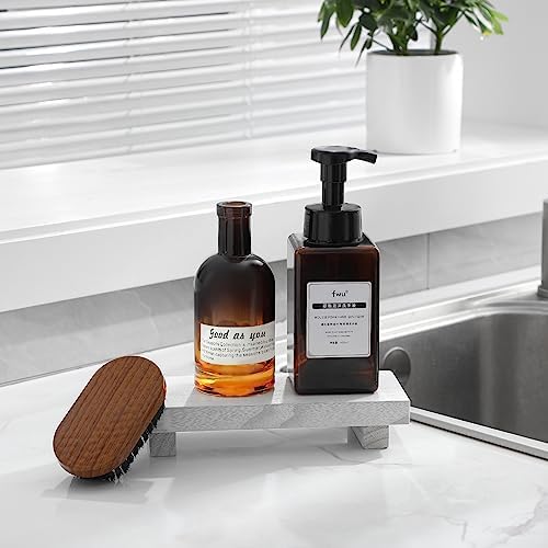 Wood Bathroom Tray Farmhouse Decor Kitchen Soap Holder, 8.7" X 3.6" White - Image 2