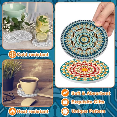 Potchen 12 Pcs Color Your Own Coaster DIY Kits,Dark Mandala - Image 3