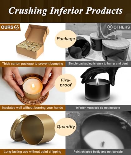 PCREGPAE 8OZ Gold Candle Tins Cans with Lids and Wicks for Making Candles - Image 4