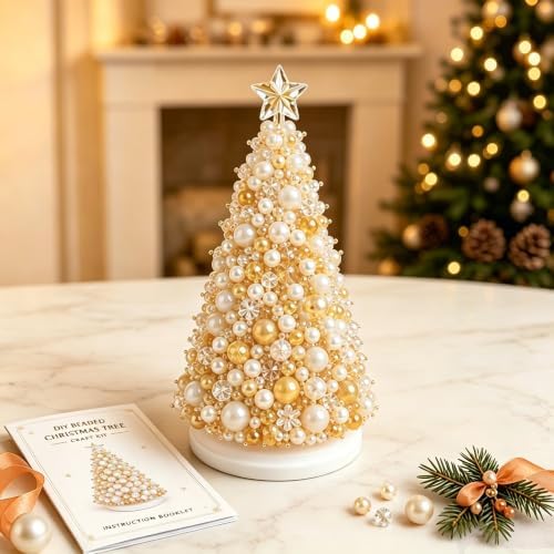 Craft Kits for Adults DIY Beaded Christmas Tree Indoor Desk Decorations Kit by CLNXMT