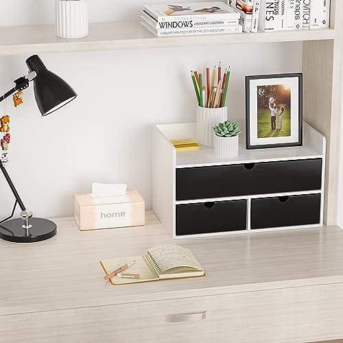 Bamboo Desk Organizer with Drawers, Desktop Storage for Office Supplies - Image 4