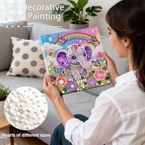 LQCrafK DIY 3D Pearl Art Painting Handcraft Kit for Adults Beginners, Home Wall Decoration, Creative Design Framed Painting with Tools-Elephant - Image 3