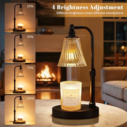 Hong-in Black Candle Warmer Lamp with Timer Dimmable,Birthday Gifts for Women,Adjustable Height Wax Melt Warmer for Jar Candles,House Warming Gifts New Home,Ideal for Office,Bedroom Home Decor - Image 3