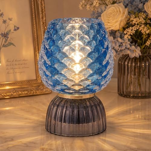 Small Battery Operated Lamp with Timer, Pinecone, Blue by SisiHokai