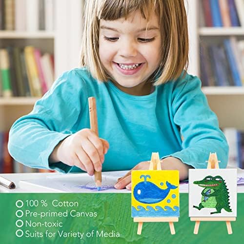 ESRICH Mini Stretched Canvas 10 Pack 5x5inch, 2/5''Profile Art Primed Canvases for Painting, Cotton Small Professional Stretched Canvas for Kids and Art Supplies, for Acrylics, Oils. - Image 3