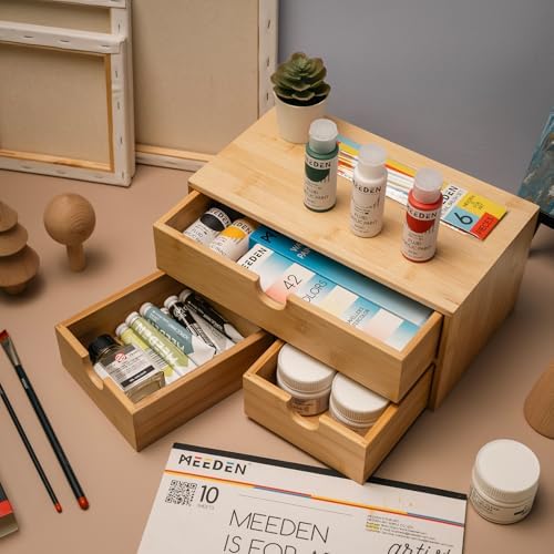 MEEDEN Bamboo Desk Organizer with Drawers: Desktop Storage Container - Image 2
