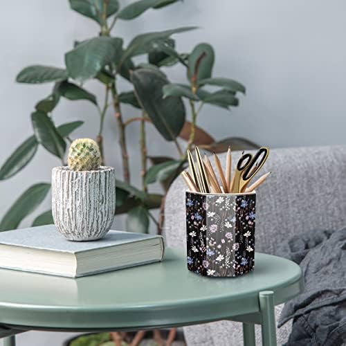 Ceramic Floral Pen Holder for Desk, Cute Large Capacity Colored Pencil Organizer for Office, Makeup Brush Holder for Girl Women, Black Flower - Image 6