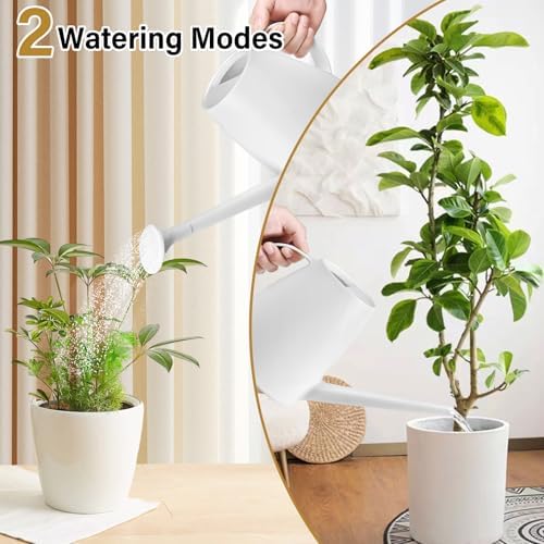 Plastic Watering Can - for Indoor and Outdoor House Plant Garden - with Long Spout - 1/2 Gallon - White - Image 3