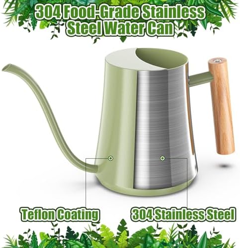Green Moon 1L/35oz Metal Watering Can Indoor with Long Spout, Sage Green - Image 3