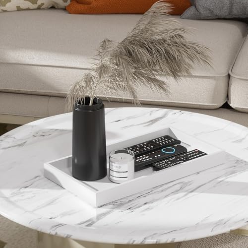 ZHWS Bathroom Vanity Tray for Countertop Perfume Makeup Jewelry Candle Decor, Kitchen Tray for Soap Dispenser Spice Salt, Large Tray for Toilet Tank Paper, Serving Nightstand White 13”x6.5” - Image 6