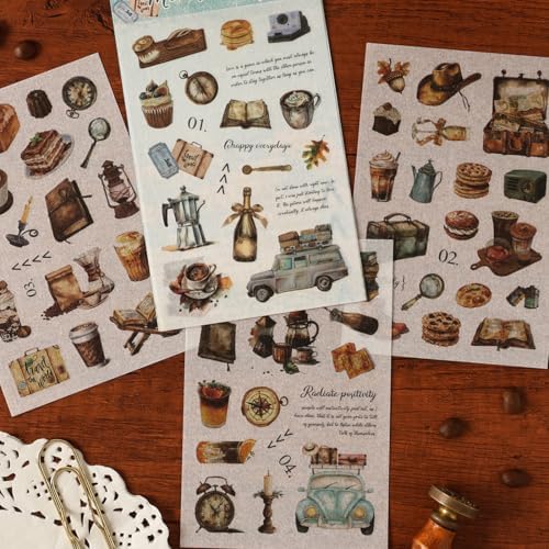 Vintage Outdoor Camping Travel Washi Stickers Bulk 8 Sheets Small,Adults - Image 6