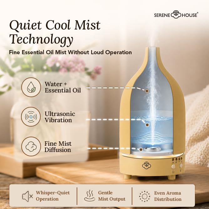 Serene House Vapor Ultrasonic Essential Oil Diffuser Ceramic Beige 90ml - Image 5