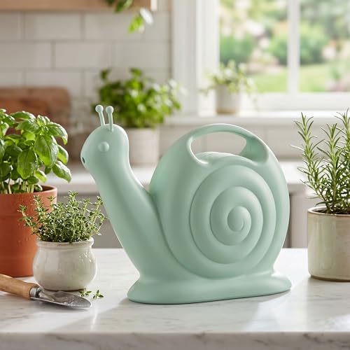 Union Products Snail Watering Can with Built-in Handle, 1.8L Capacity, Light Green - Ideal for Houseplants, Herbs, and Small Garden Beds - Image 7