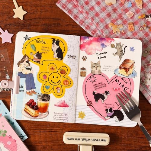 Cute Dog Journaling Stickers Book, Diecut PET Sticker Booklets, 40 Sheets, 3.15x3.15 Inches, Transparent Waterproof Collage Stickers for Scrapbooking, Bujo, Planner - Image 4
