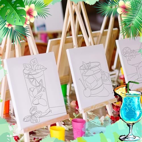 Motipuns 12 Set Cocktails Pre Drawn Canvas for Paint for Adults - Image 4
