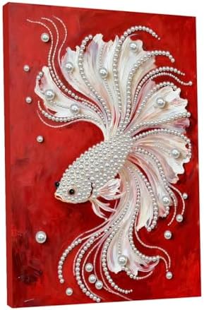 DIY Pearl Painting with Frame, Creative Design, Handmade Stress-Relieving Home Wall Decoration, Includes Frame and Tools-Goldfish by Unknown