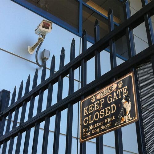 Metal Tin Signs Please Keep Gate Closed Sign No Matter What The Dog Says Basset Dog Door Warning Sign For Fence Gate Yard Home Wall Decor 8x12 Inch - Image 2