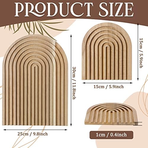 Chunful 2pcs Arch Cutting Board Boho Shelf Decor, Wood Color, Acacia - Image 2