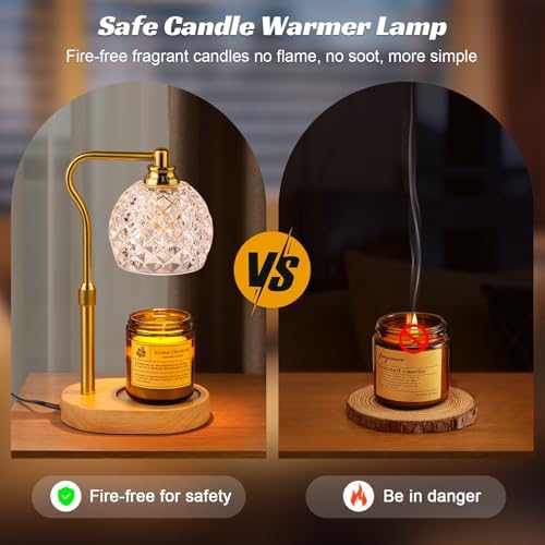 Candle Warmer Lamp, Adjustable Timer & Dimmer Golden Crystal Shade Wax Lamp - Image 2