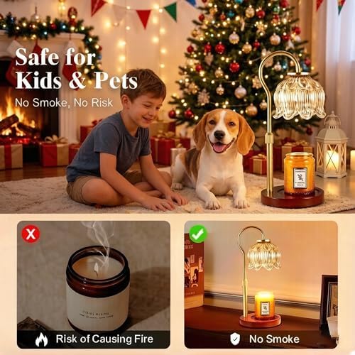 Dreamholder Electric Candle Warmer Lamp with Timer, Dimmable Candle Lamp with Adjustable Height, Glass Wax Melter for Jar Candles Wood Base Floral Home Decor Gifts for Women Mom, Walnut Wood - Image 6
