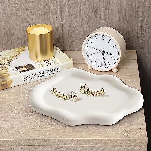 Ceramic Jewelry Dish for Women, Jewelry Tray Trinket Dish, Irregular Cloud Shape Ceramic Plate, Watch Keys Tray Ring Dish Holder for Mother's Day/Christmas/Thanksgiving/Birthday Gift(White) - Image 7