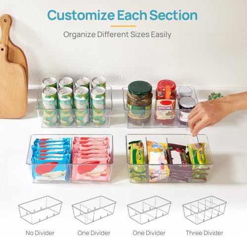 Vtopmart 4 Pack Food Storage Organizer Bins, Clear Plastic, 4 Compartments - Image 5