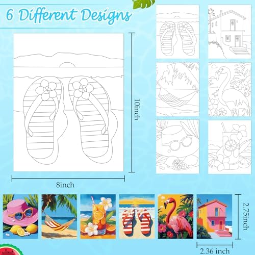 Dinifee 6 Pack Pre Drawn Canvas 8x10 Paint Kit for Adults, Colorful Hawaii - Image 3