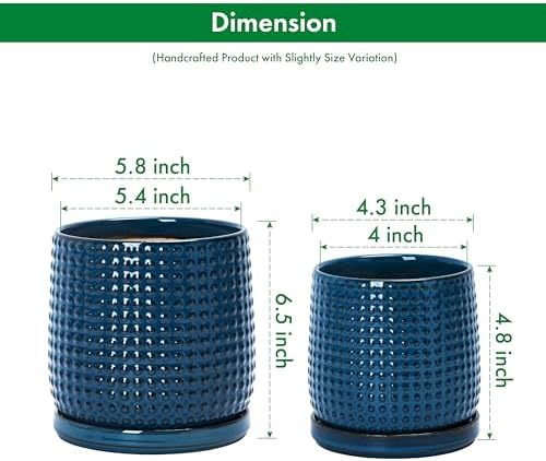 D'vine Dev Beaded Ceramic Planter Pots, 4/6 in, Midnight Blue, 27-D-U-3 - Image 3