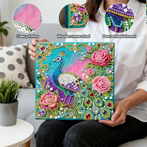 LQCrafK DIY 3D Pearl Art Painting Handcraft Kit for Adults Beginners, Home Wall Decoration, Creative Design Framed Painting with Tools-Peafowl - Image 4