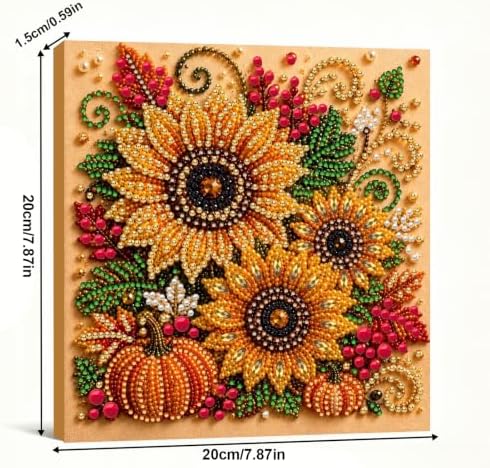 DIY Pearl Painting Kit for Adults, Autumn Sunflowers Fall Art with Wood Frame, 20x20cm Self-Adhesive Pearl Diamond Craft, Autumn Wall Decor Gift for Women, Beginners Relaxing Hobby Kit - Image 4