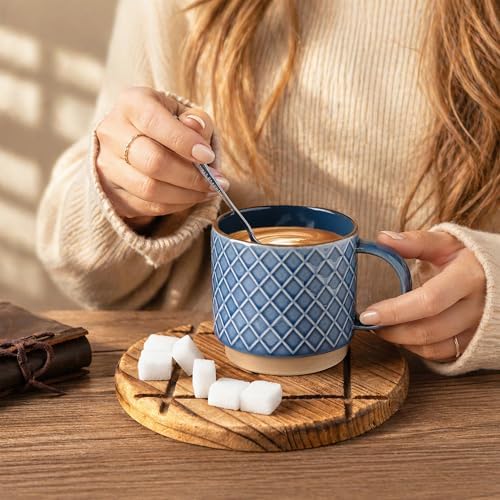 GBhome 15 OZ Stackable Coffee Mugs Set of 4, Ceramic Coffee Cups Set - Image 5
