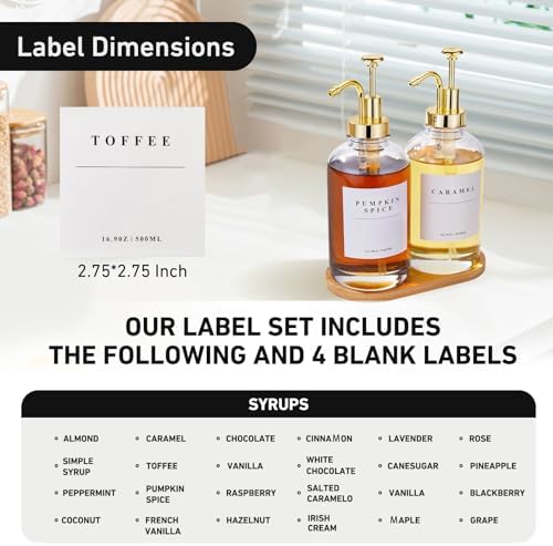 Coffee Syrup Dispenser for Coffee Bar with Gold Upgraded Pump, 4 Pack - Image 2