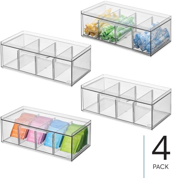 iDesign XL Tea Bag Organizer, Clear, 4-Pack - Image 2