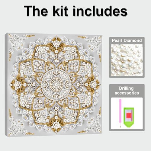 Pearl Art Kits Painting for Adults, DIY Mindfulness Therapy with Framed Canvas and Tools, Beginner Wall Decor-Mandala01 - Image 6