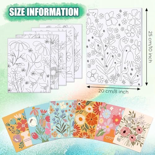 Sherr 75 Pcs 15 Set Floral Pre Drawn Canvas Kit for Painting Craft Sip - Image 2
