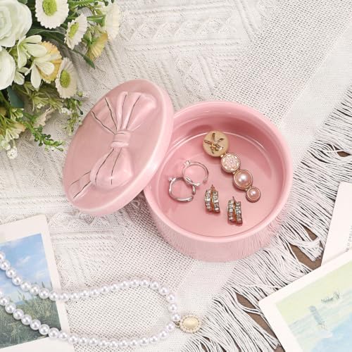 Hipiwe Ceramic Jewelry Box with Bow Bridesmaid Shower Gifts Trinket Dish - Image 4