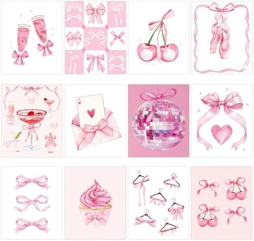 Affrolling 12 Pcs Pre Drawn Canvas for Painting for Adults 8 x 8 Inch Canvas Painting Kits Stretched with Drawing Ready to Paint Beginner Artists Date Night Party Supplies(Coquette) by Affrolling