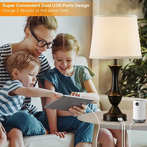 Touch Table Lamps Set of 2, 22" Tall Bedside Lamps with USB C+A Ports - Image 5