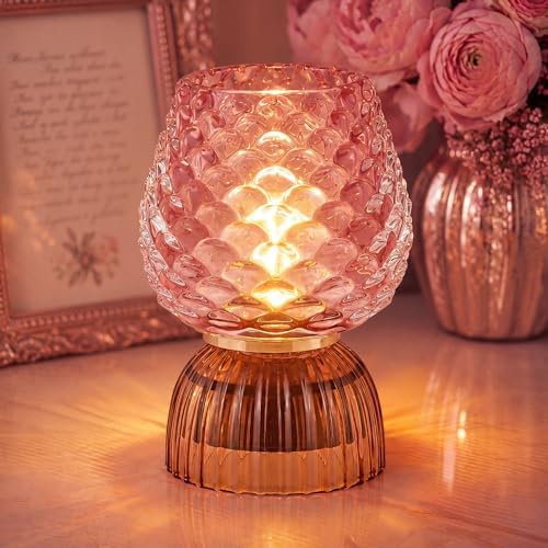 Small Battery Operated Lamp with Timer, Pinecone, Pink by SisiHokai