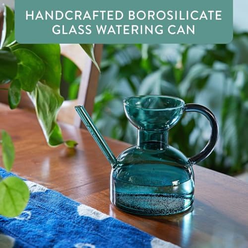Modern Sprout Glass Watering Can - 32 oz - Long Spout Modern Decor (Teal) - Image 4